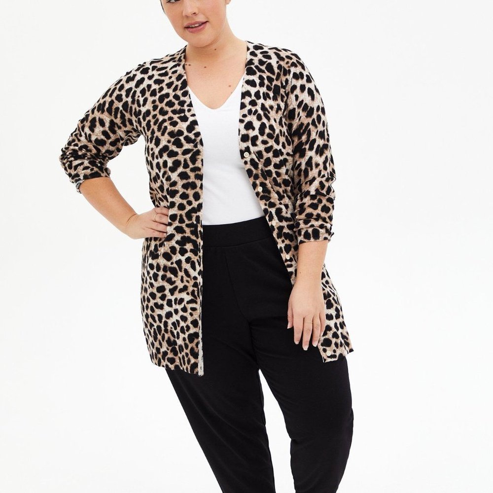 Torrid Leopard Textured Boyfriend Cardigan